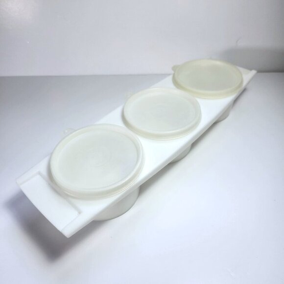 Tupperware Condiment Relish Caddy Container #732 White with Lids Vintage - Picture 8 of 8